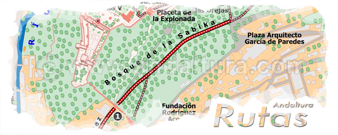 Cabecera de la ruta de la Plaza Nueva a la Alhambra por el paseo de la derecha