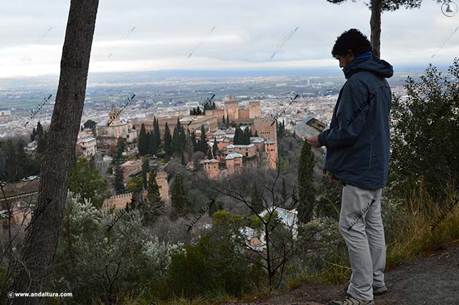 Plano de la Alhambra, abajo, desde la Silla del Moro