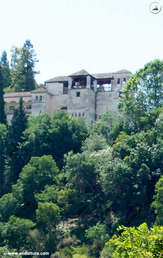 Bosque y Palacio del Generalife antes de la última pintada de sus paredes