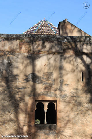 Detalle de una ventana y tejas de la cúpula de la Torre de las Infantas