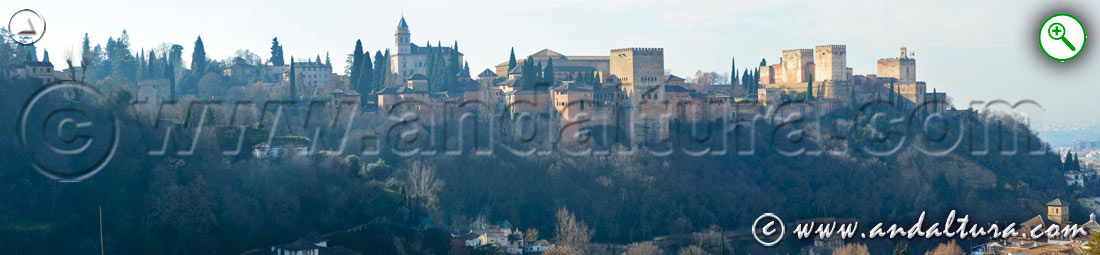 Vista de las Torres de la Alhambra desde el Mirador de la Vereda de Enmedio del Sacromonte