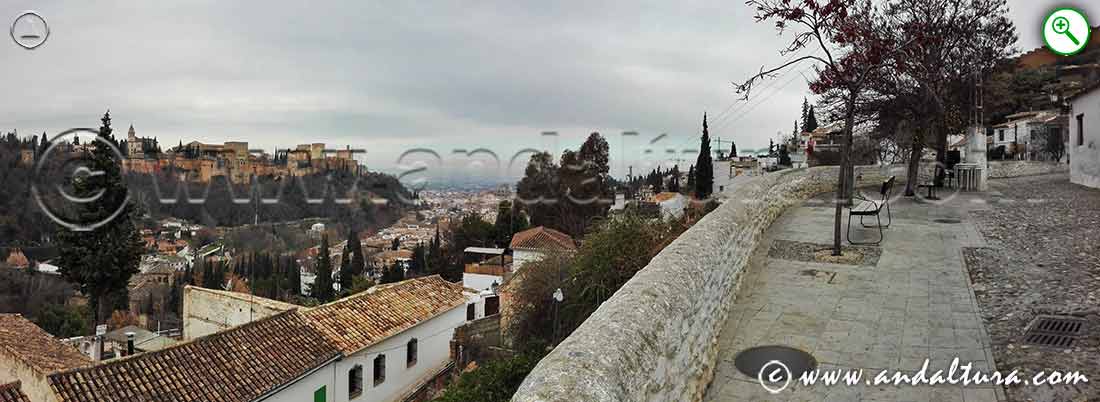Vista de la Alhambra, la ciudad de Granada y el Mirador Alto de la Vereda de Enmedio
