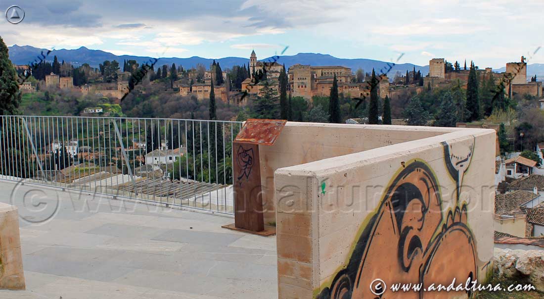 Mirador de la Rauda, la Alhambra y al fondo, la Silleta del Padul