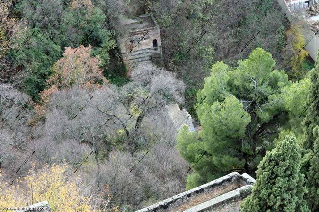 Puerta de las Granadas, Bosque de la Sabika y Baluarte de la Torre de la Vela desde el Baluarte
