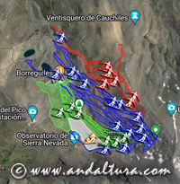 Pistas de esquí del Área Borreguiles de la Estación de Esquí Sierra Nevada en Google