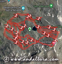 Pistas de esquí del Área Laguna de las Yeguas de la Estación de Esquí Sierra Nevada en Google