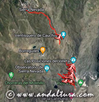 Pistas de esquí del Área Veleta de la Estación de Esquí Sierra Nevada en Google