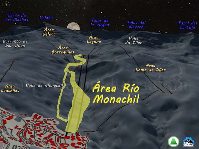 Mapa de situación del Área Río Monachil - nocturno -