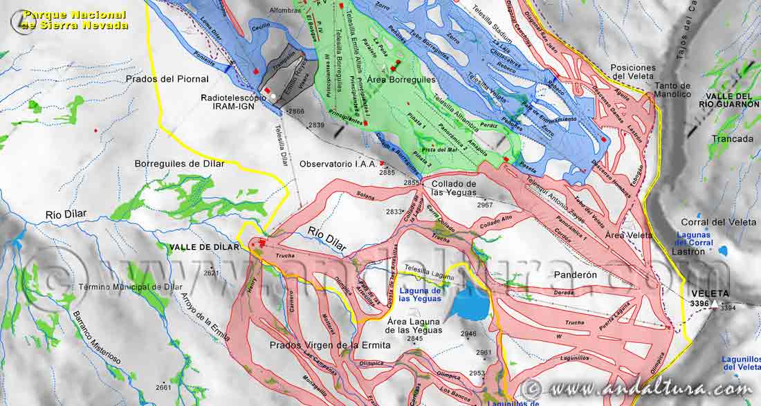 Recorte del Mapa de las Pistas de Esquí de Sierra Nevada