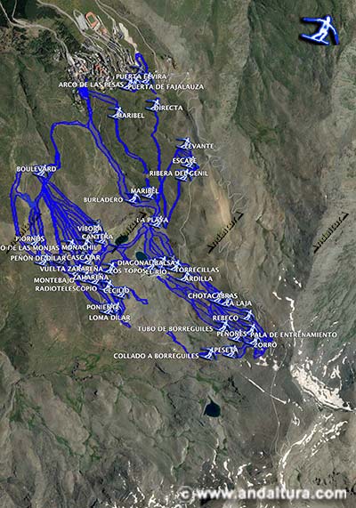 Pistas de esquí azules de la Estación de Esquí Sierra Nevada en Google