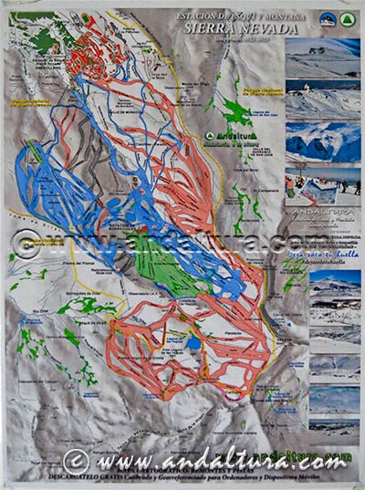 PDF del Cartel en A3 del Primer Plano de las Pistas de Esquí de Sierra Nevada