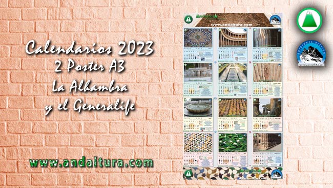 Modelo del Calendario del 2023 en formato A3 sobre La Alhambra y el Generalife