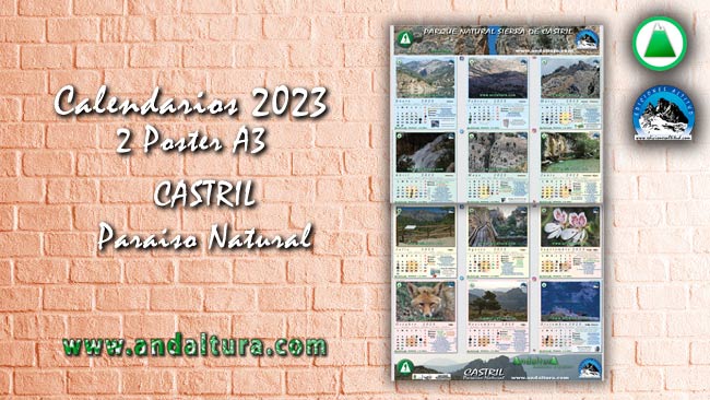 Modelo del Calendario del 2023 en formato A3 sobre Castril y el Parque Natural