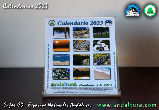 Calendarios para cajas CD de Andaltura de Espacios Naturales de Andalucía del 2023