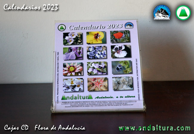Calendarios para cajas CD de Andaltura de la Flora de Andalucía del 2023