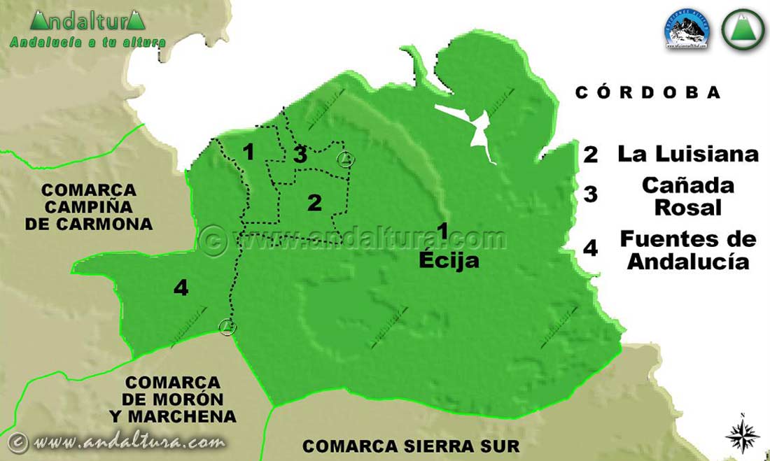 Mapa de los Municipios de la Comarca de Écija