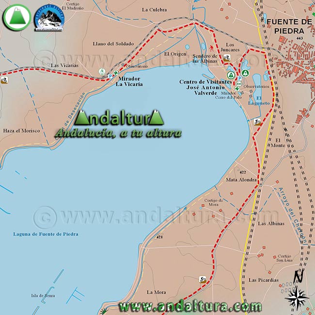 Mapa Topográfico 1 y 5 de la Ruta circular cicloturista por la Laguna de Fuente de Piedra