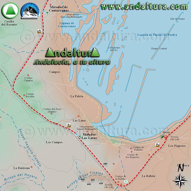Mapa Topográfico 3 de la Ruta circular cicloturista por la Laguna de Fuente de Piedra