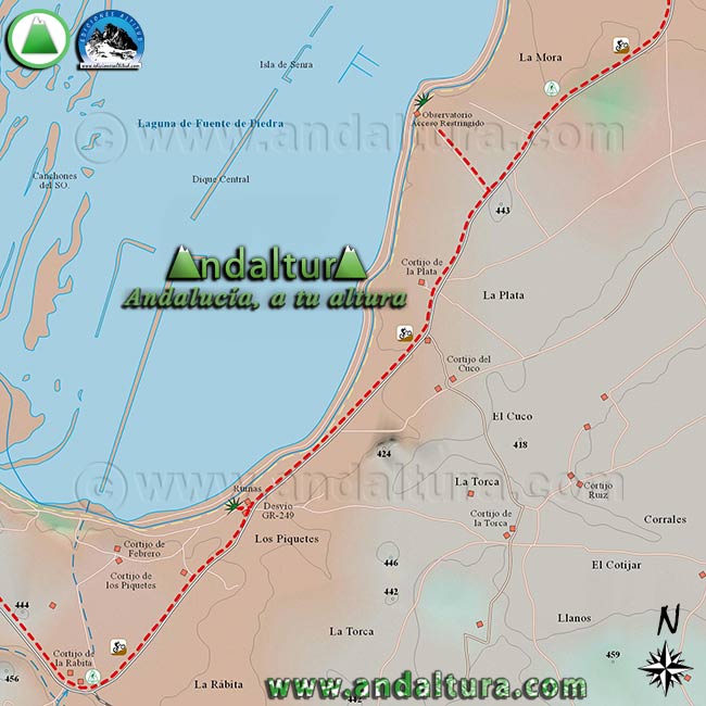 Mapa Topográfico 4 de la Ruta circular cicloturista por la Laguna de Fuente de Piedra