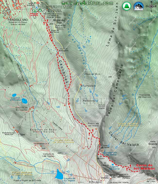 Mapa Cartográfico de la Ruta de Senderismo desde la Hoya de la Mora al Cerro de los Machos