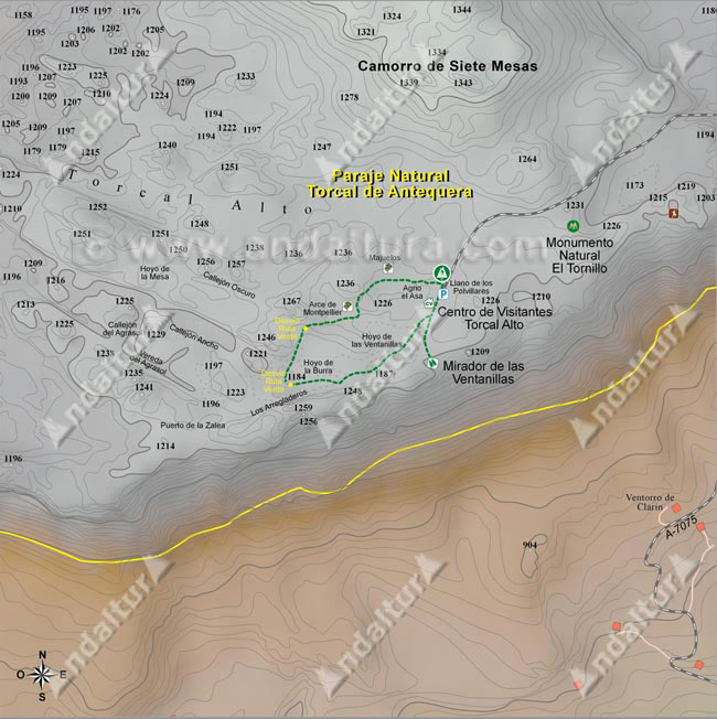 Mapa Topográfico del Sendero de la Ruta Verde por el Torcal de Antequera