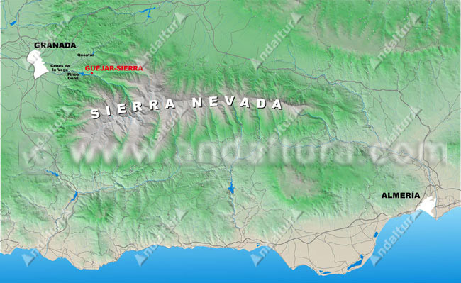 Mapa de Situación de Güéjar-Sierra en Sierra Nevada