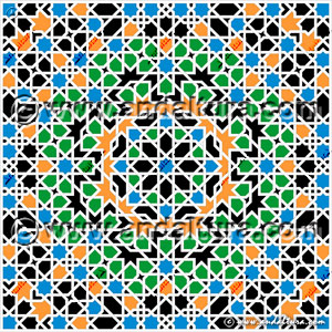 Mandala a color de un azulejo del Salón de Embajadores o del Trono