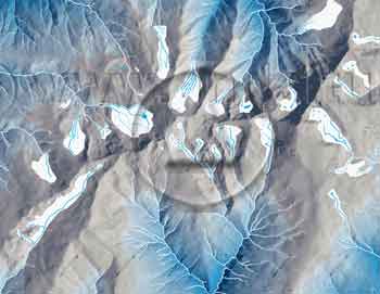 Mapa acceso a las Lagunas y Láminas de Aguas Glaciares de Sierra Nevada
