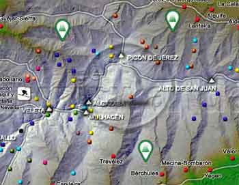 Mapa de acceso a los Refugios de Sierra Nevada