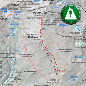 Recorte del Mapa de la ruta del Alto del Chorrillo al Mulhacén