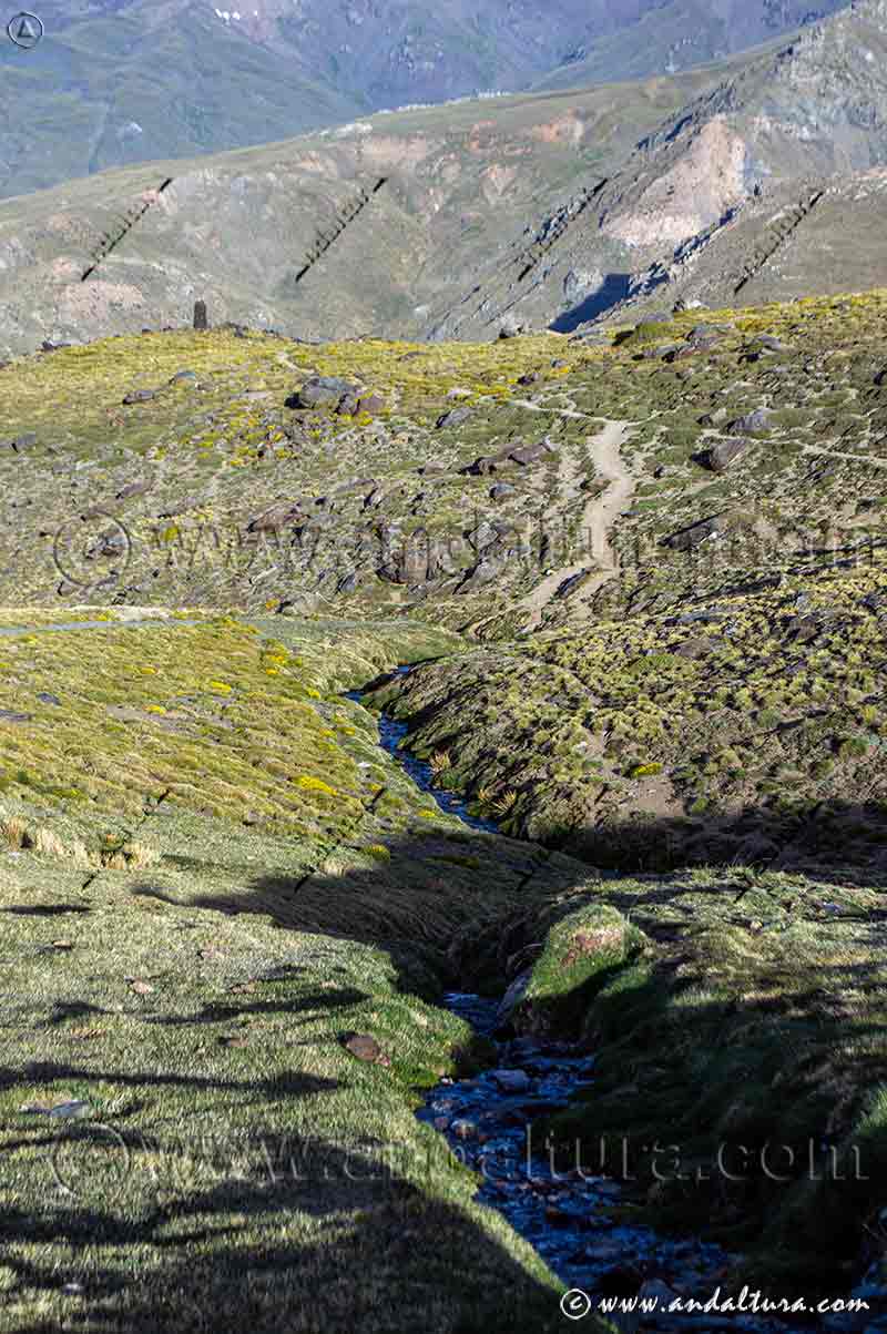 Nacimiento del Ramal de Peñón Negro en la Loma del Mulhacén, en las cercanías del Alto del Chorrillo, y vereda al Refugio Poqueira