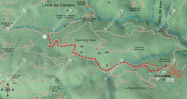 Mapa Topográfico 2 de la Ruta del Gran Recorrido GR-142 "Sendero de la Alpujarra" del Tramo de Cádiar a Jorairátar por el Arroyo de Jorairátar