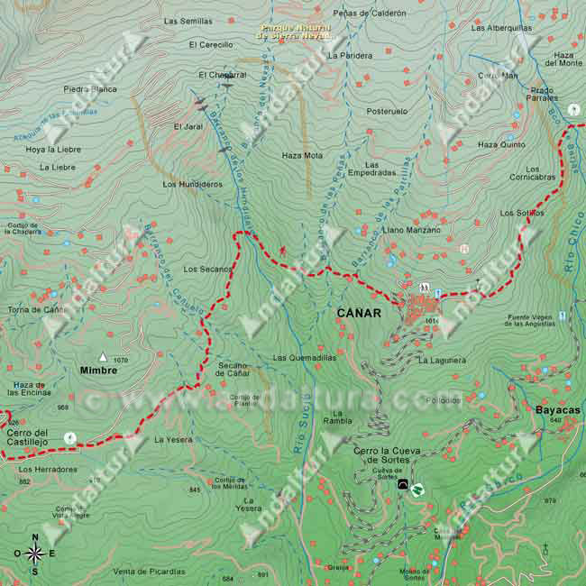 Mapa Topográfico 2 de la Ruta del Gran Recorrido E-4 / GR-7 del Tramo de Lanjarón a Cáñar de Los Herradores a Cáñar