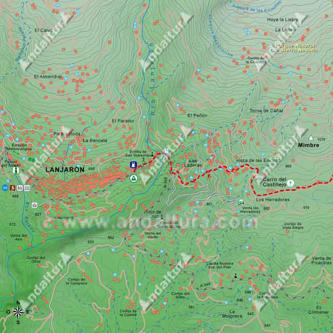 Mapa Topográfico 1 de la Ruta del Gran Recorrido E-4 / GR-7 del Tramo de Lanjarón a Cáñar de Lanjarón a Los Herradores