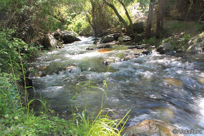 Cruzando el río Lanjarón hacia la Acequia de Montalbán