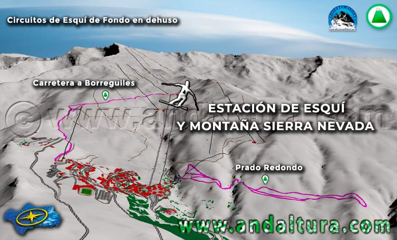 Mapa de la Estación de Esquí Sierra Nevada: Antiguos Circuitos de Esquí de Fondo