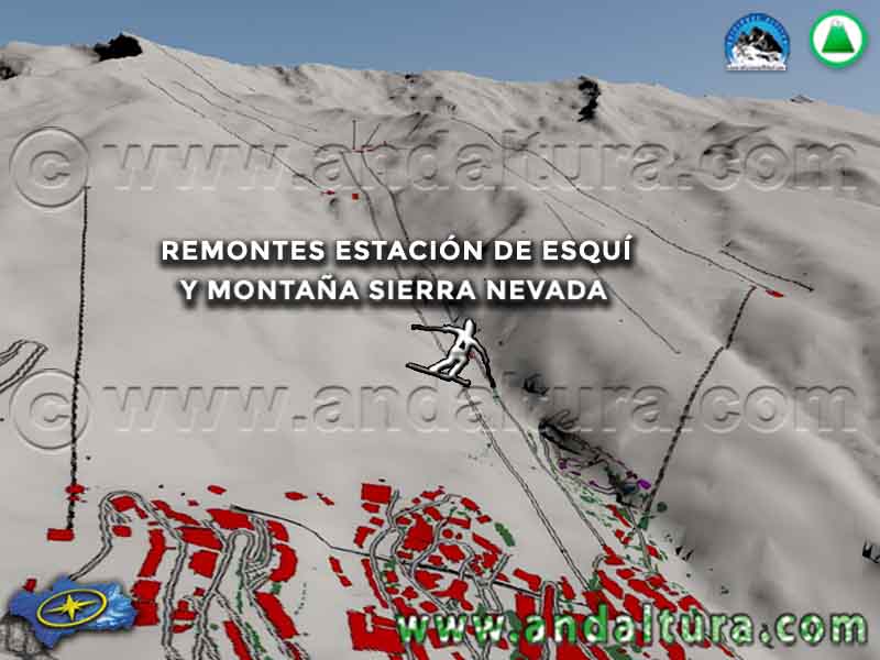 Mapa y Plano de Situación de los Remontes de la Estación de Esquí Sierra Nevada