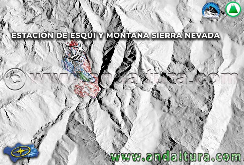 Mapa y Plano de la situación de las pistas y remontes de la Estación de Esquí y Montaña Sierra Nevada