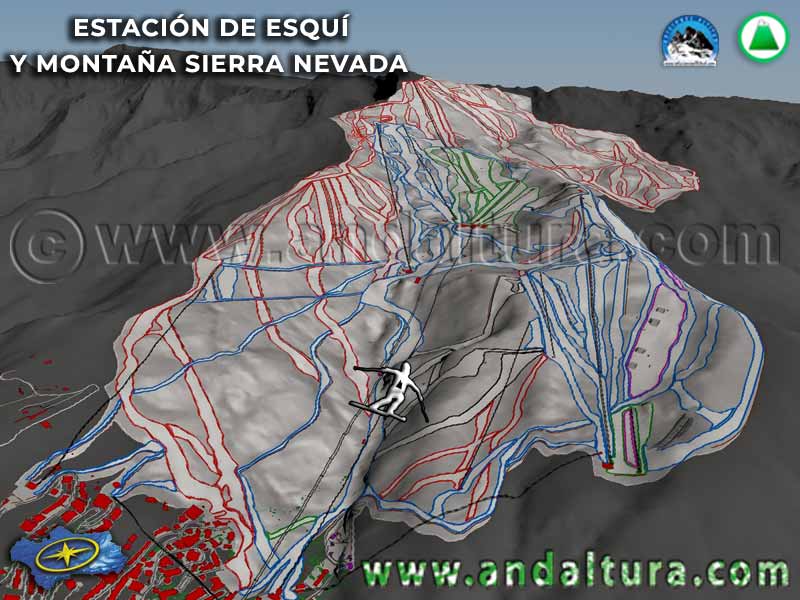 Mapa con las novedades en la Estación de Esquí Sierra Nevada en la Temporada 2023 - 2024