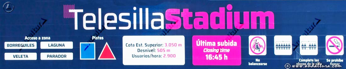 Señal informativa del Telesilla Stadium