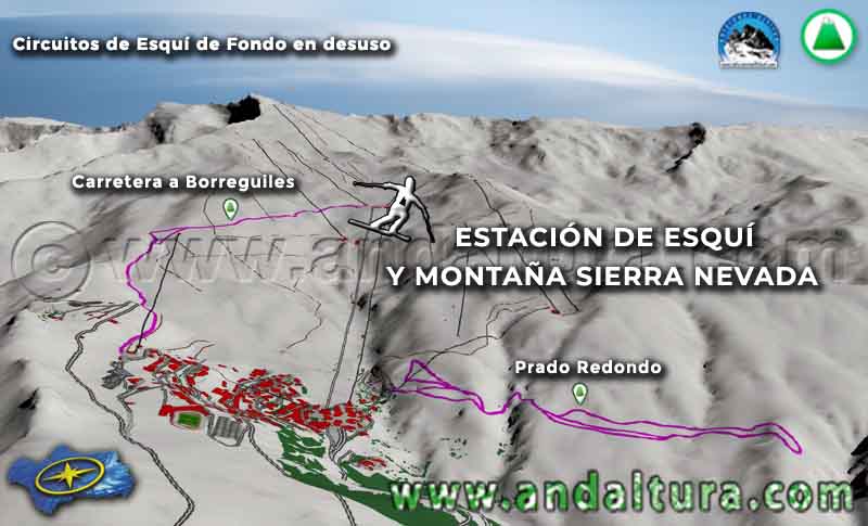 Mapa de la Estación de Esquí Sierra Nevada: Antiguos Circuito sde Esquí de Fondo
