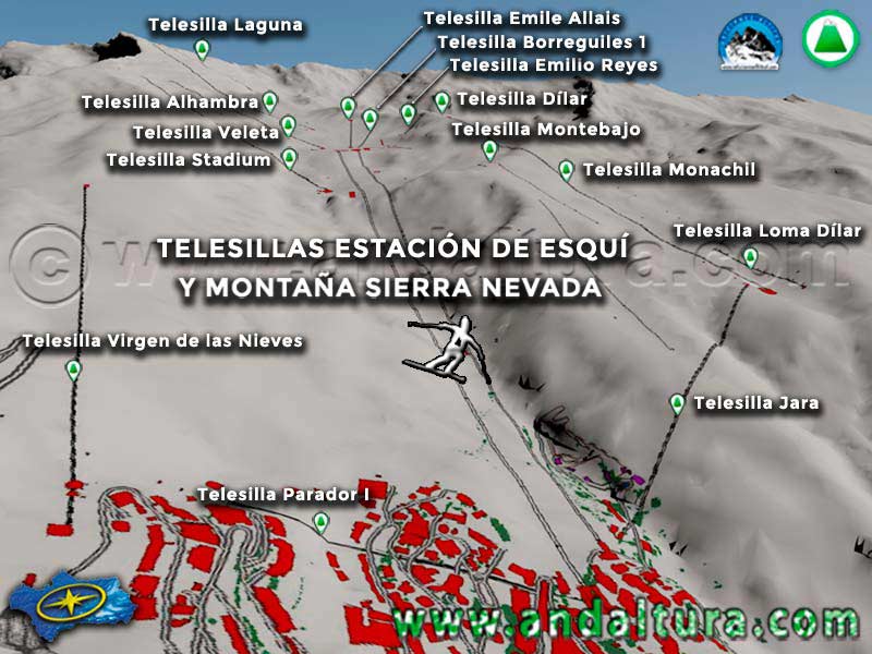 Mapa Telesillas de la Estación de Esquí Sierra Nevada