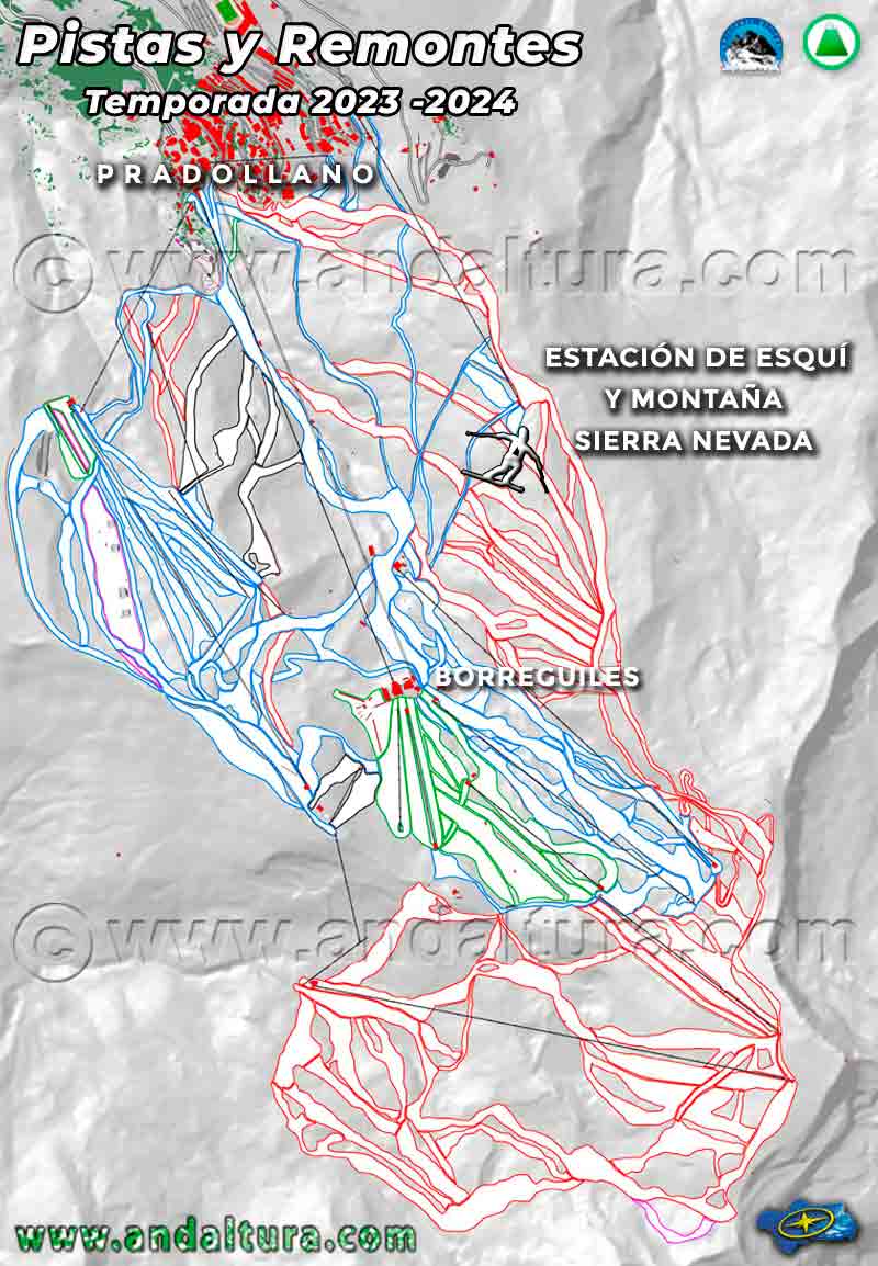 Mapa - Plano de pistas y remontes de Sierra Nevada