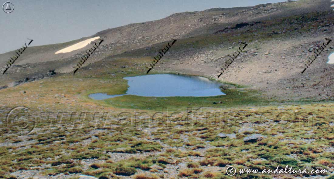 Detalle borreguil y Laguna de Peñón Negro en la Loma del Mulhacén