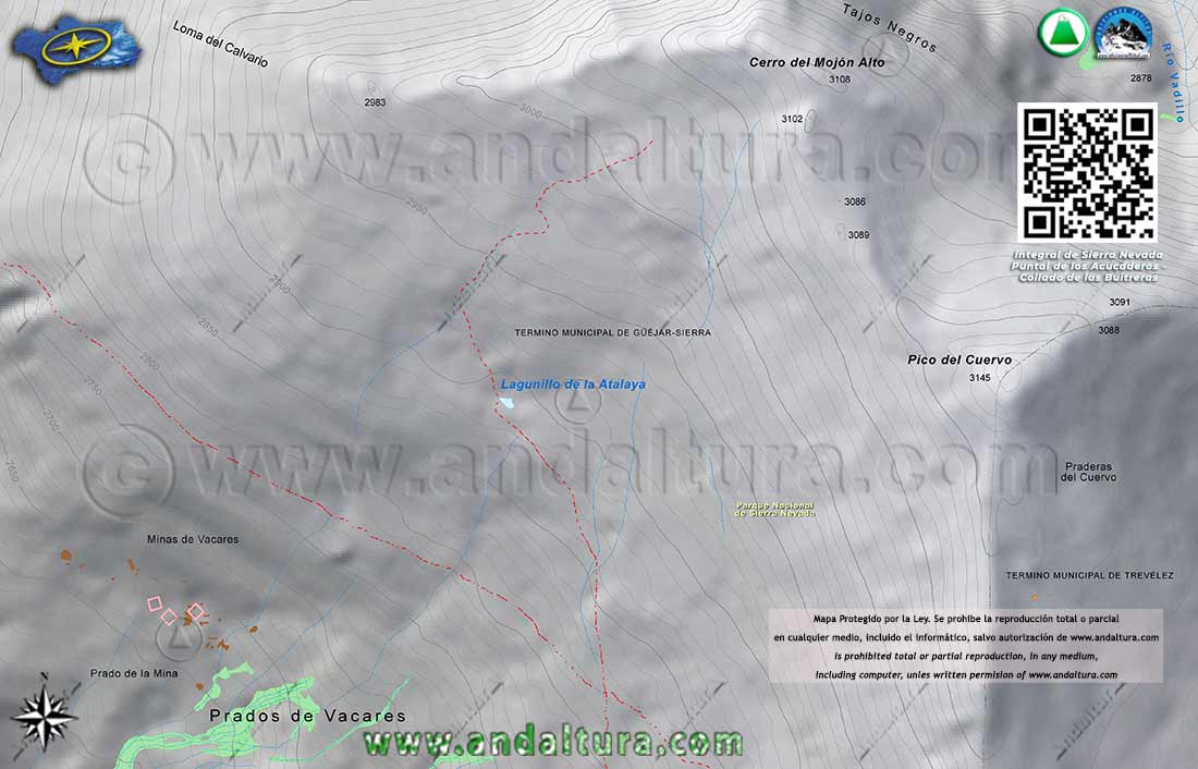 Mapa del Lagunillo de la Atalaya en Sierra Nevada a Escala 1:5000