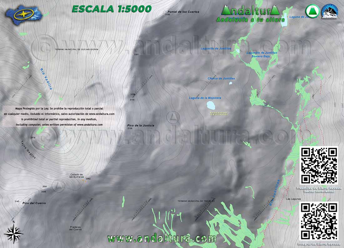 Mapa de la Laguna de la Mojonera en Sierra Nevada a Escala 1:5000