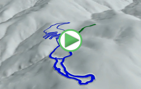 Animación con la proyección topográfica en 3D de nuestros mapas por la Estación Recreativa del Puerto de la Ragua