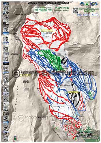 Póster en A3 del mapa de pistas y remontes de Sierra Nevada - Todo lo que necesitas conocer para esquiar en la Estación de Esquí Sierra Nevada - Vertiente sur