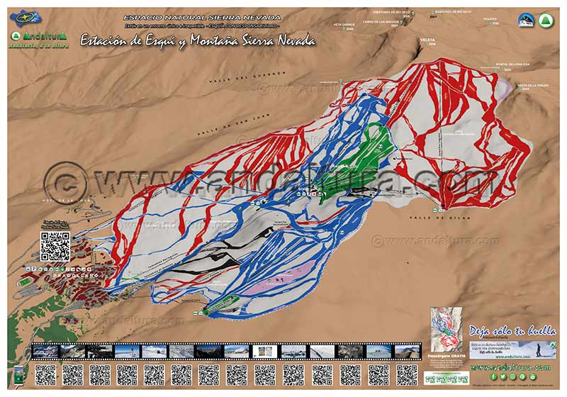Póster del PDF GRATUITO del Plano de pistas y remontes de Sierra Nevada - Todo lo que necesitas conocer para esquiar en la Estación de Esquí Sierra Nevada - Mas que un Cartel