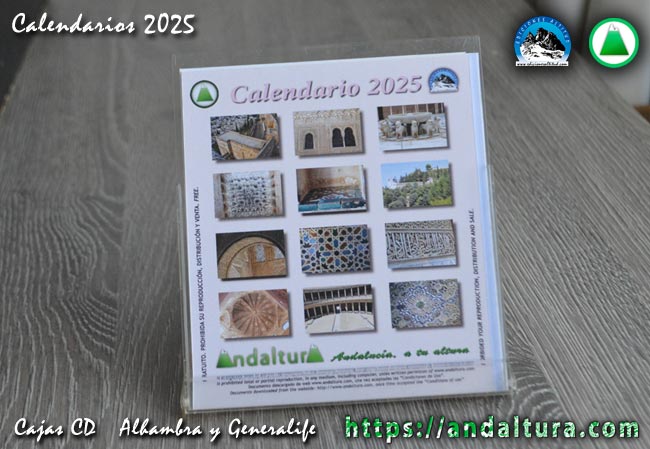 PDF del Calendario para Caja de CD de la Alhambra y el Generalife del 2025